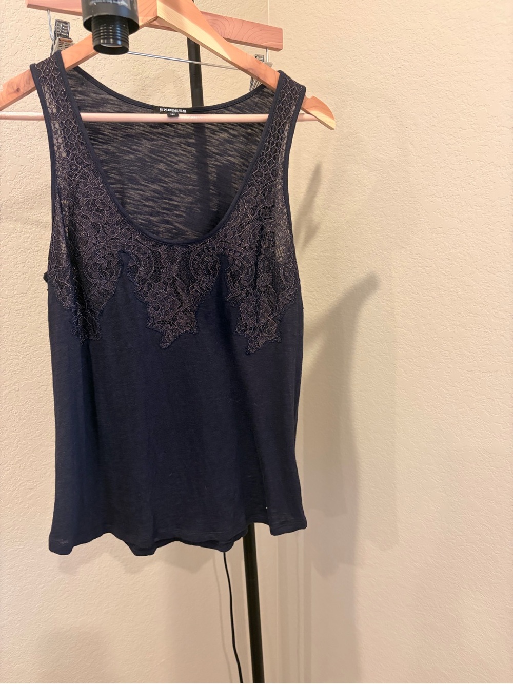 Express Navy Lace-Trim Camisole Tank